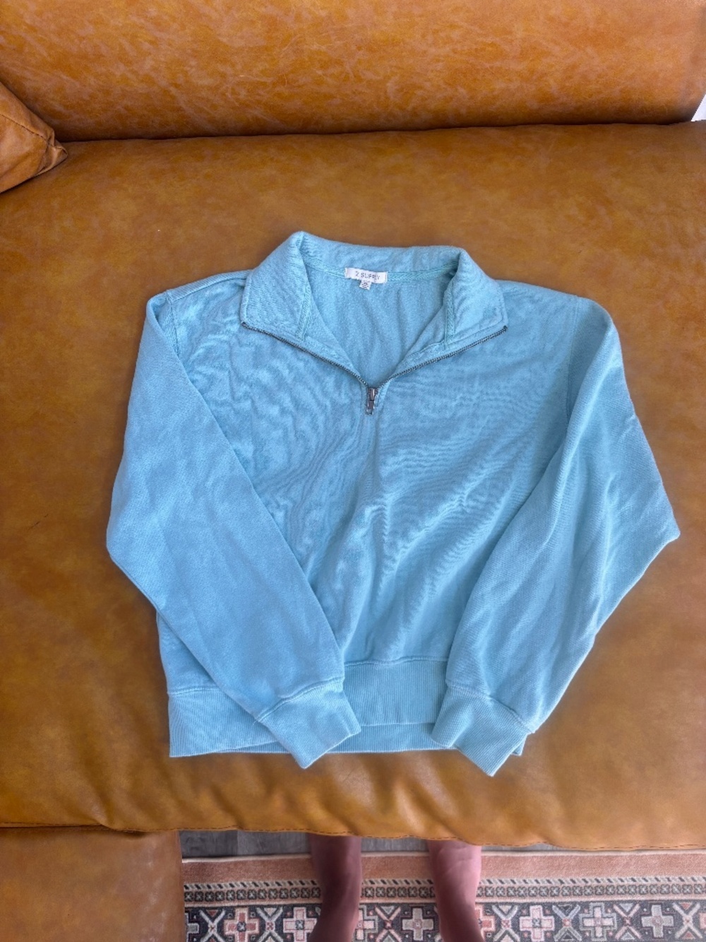 ZSupply blue half zip sweatshirt.